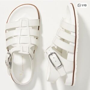 Anthropologie White Fisherman Sandals Size 10